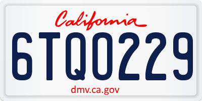 CA license plate 6TQO229