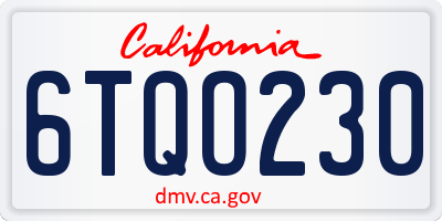 CA license plate 6TQO230