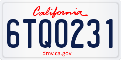 CA license plate 6TQO231