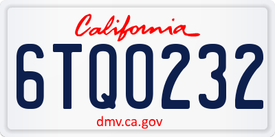 CA license plate 6TQO232