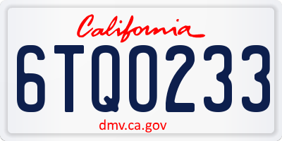 CA license plate 6TQO233