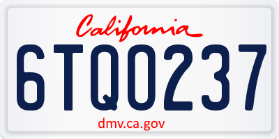 CA license plate 6TQO237