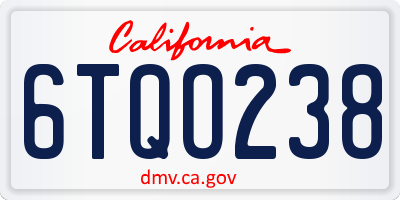 CA license plate 6TQO238