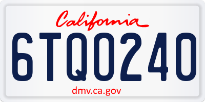CA license plate 6TQO240