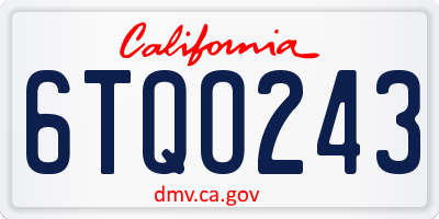 CA license plate 6TQO243
