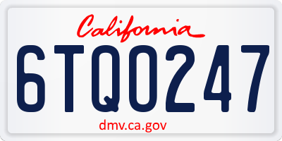 CA license plate 6TQO247