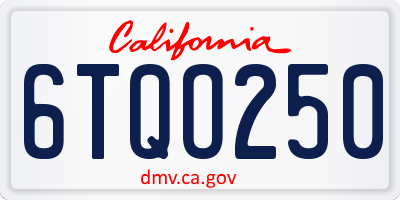 CA license plate 6TQO250