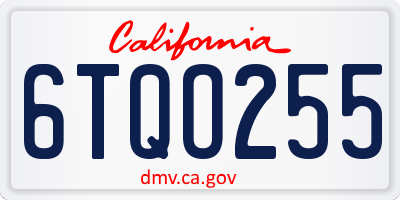 CA license plate 6TQO255