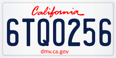 CA license plate 6TQO256