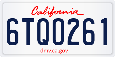 CA license plate 6TQO261