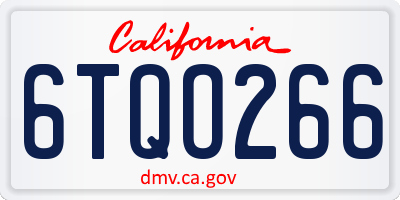 CA license plate 6TQO266