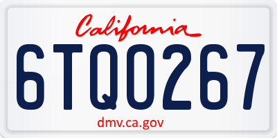 CA license plate 6TQO267