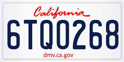 CA license plate 6TQO268