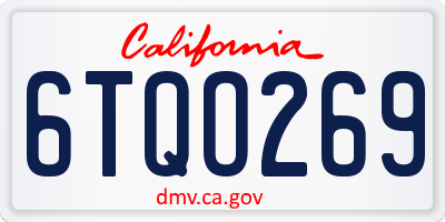 CA license plate 6TQO269
