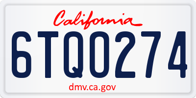 CA license plate 6TQO274