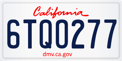 CA license plate 6TQO277