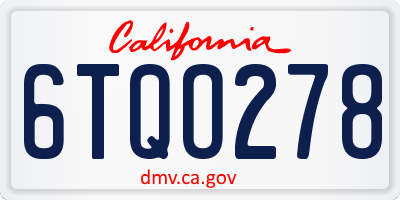 CA license plate 6TQO278