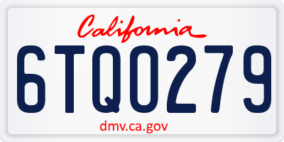 CA license plate 6TQO279