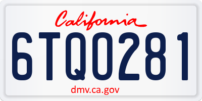 CA license plate 6TQO281