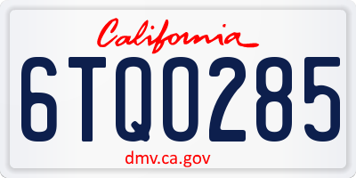 CA license plate 6TQO285