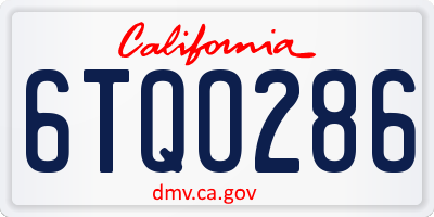 CA license plate 6TQO286