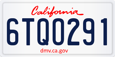 CA license plate 6TQO291