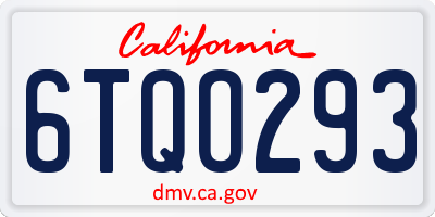 CA license plate 6TQO293