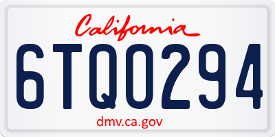 CA license plate 6TQO294