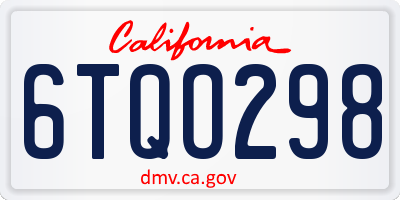 CA license plate 6TQO298