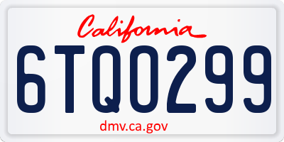 CA license plate 6TQO299