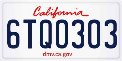 CA license plate 6TQO303