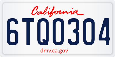 CA license plate 6TQO304