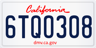 CA license plate 6TQO308