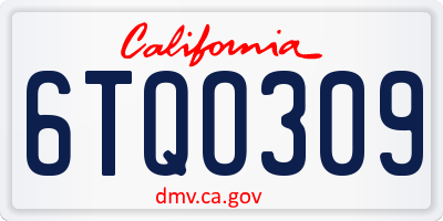 CA license plate 6TQO309