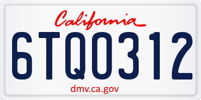 CA license plate 6TQO312