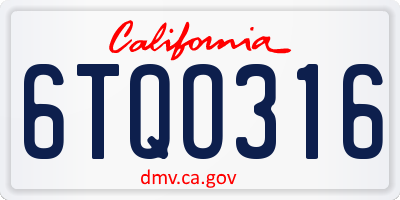 CA license plate 6TQO316