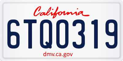 CA license plate 6TQO319