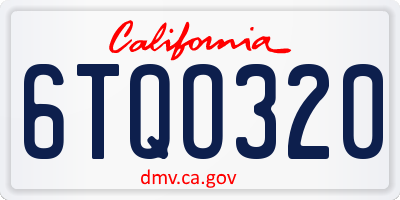 CA license plate 6TQO320