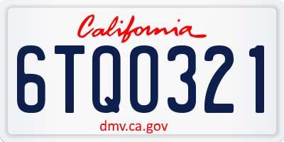 CA license plate 6TQO321