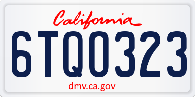 CA license plate 6TQO323