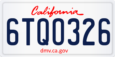 CA license plate 6TQO326