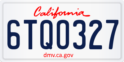 CA license plate 6TQO327