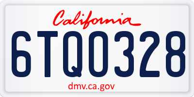 CA license plate 6TQO328