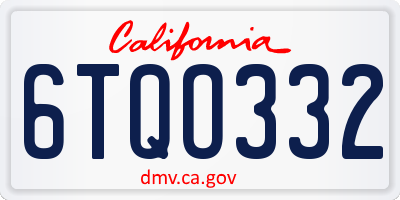 CA license plate 6TQO332