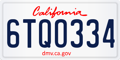 CA license plate 6TQO334