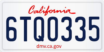 CA license plate 6TQO335