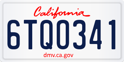 CA license plate 6TQO341