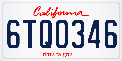 CA license plate 6TQO346