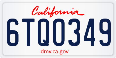 CA license plate 6TQO349