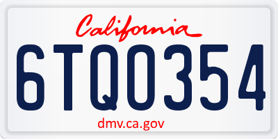 CA license plate 6TQO354